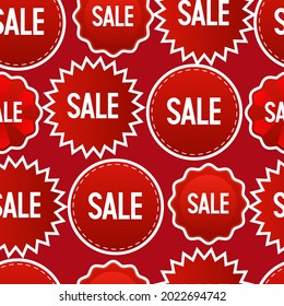 Sale seamless pattern. Badge pattern with the inscription Sale. Vector 3d background.