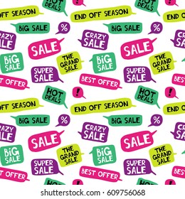 Sale. Seamless pattern with speech bubbles.