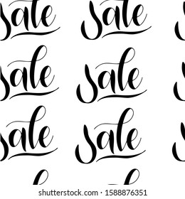 Sale seamless pattern. Vector illustration hand written script phrase.