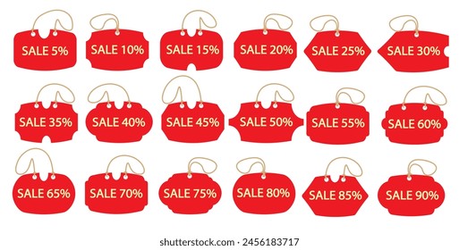 Sale, set of banners, discount labels. Advertising tags labels, price tags, vector illustration.