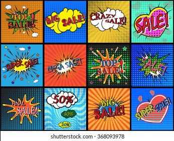 Sale. Set of comic sound effects. Vector illustration.