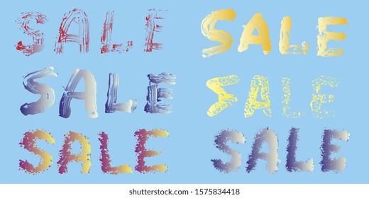 Sale. Set of hand drawn stylish words. Lettering and modern calligraphy. Can be used for print and for web. Vector graphics