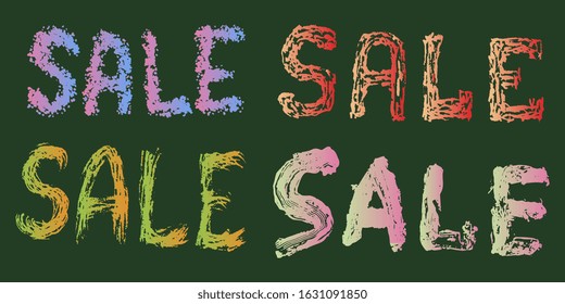 Sale. Set of hand drawn stylish words. Lettering and modern calligraphy. Can be used for print and for web. Vector graphics
