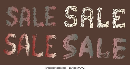 Sale. Set of hand drawn stylish words. Lettering and modern calligraphy. Can be used for print and for web. Vector graphics