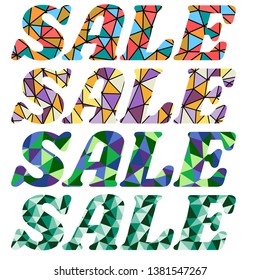 sale set of  letterings shrikhand font in polygonal style design yellow, green, blue, red
