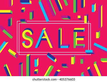 Sale shining banner on colorful background. Sale background. Big sale. Sale tag. Sale poster. Sale vector. Geometric design. Vector illustration.