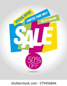 Sale shining banner. Vector illustration for Promotional brochure, booklet, poster, shopping flyer, discount banner