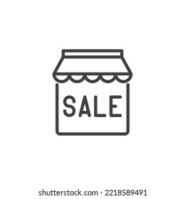 Sale shop line icon. linear style sign for mobile concept and web design. Shopping sale outline vector icon. Symbol, logo illustration. Vector graphics