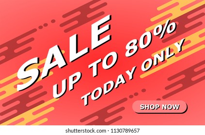 Sale with shop now button vector. Website flash sale banner with motion graphic background and call to action button.