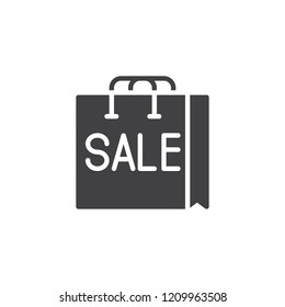 Sale shopping bag vector icon. filled flat sign for mobile concept and web design. Package sale simple solid icon. Symbol, logo illustration. Pixel perfect vector graphics