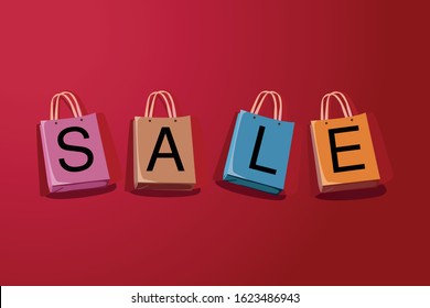  Sale shopping bags close-up  