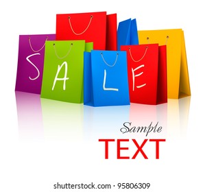 Sale shopping bags. Concept of discount. Vector illustration
