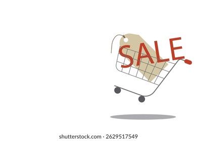 Sale shopping cart. online business marketing discount concept for advertisement, special offer, discount, black friday promotion with copy space background vector illustration flat design.
