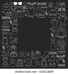 Sale Shopping Market Internet shop Discount Vector set of doodle icons for sale