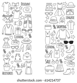 Sale Shopping Market Internet shop Discount Vector set of doodle icons for sale