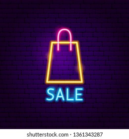 Sale Shopping Neon Label. Vector Illustration of Shop Promotion.
