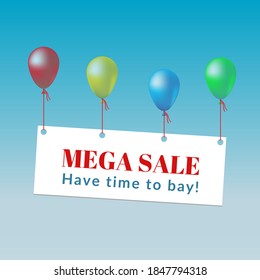 Sale sign with balloons. Shopping banner. Vector EPS10