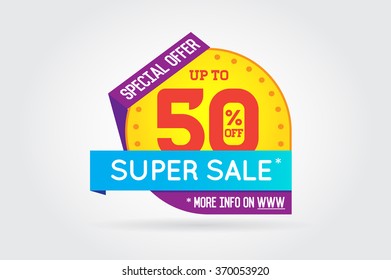 Sale Sign Banner Poster ready for Web and Print. Vector. Super, Mega, Huge Sale with Special Offer