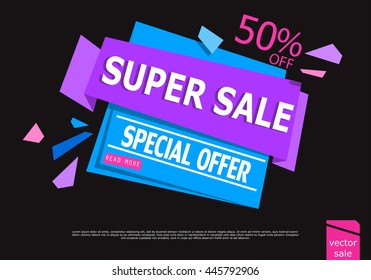 Sale Sign Banner Poster ready for Web and Print. Vector. Super, Mega, Huge Sale with Special Offer