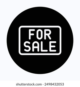 For Sale Sign Board Icon, Red Banner With Text, 