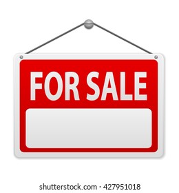 For sale sign board on a white background.