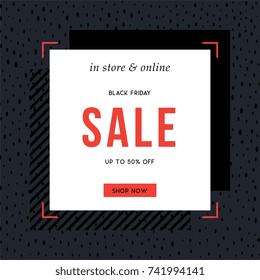 Sale sign design in contemporary style. Vector illustration.