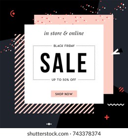 Sale sign design in contemporary style. Vector illustration.
