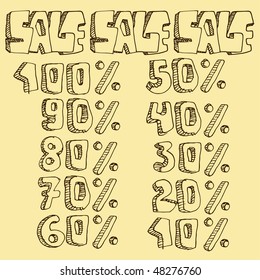 Sale sign in doodle style