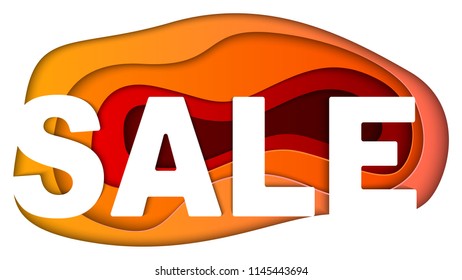 Sale sign. Flat Art. Banner with shadows