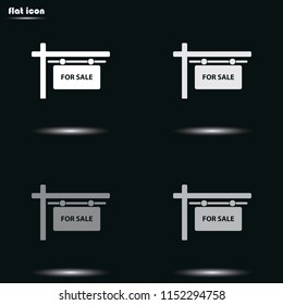 For sale sign flat grayscale vector icon.