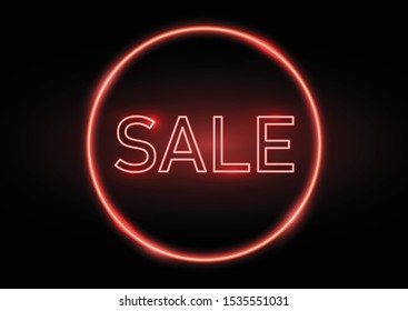 Sale sign with a glowing neon effect
