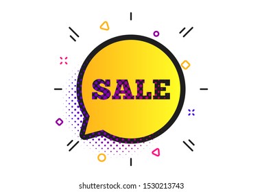 Sale sign icon. Halftone dots pattern. Special offer symbol in speech bubble. Classic flat sale icon. Vector
