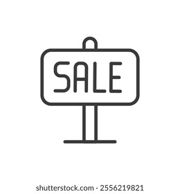 Sale sign, icon in line design. Sale, sign, discount, offer, promotion, banner, price on white background vector. Sale sign editable stroke icon