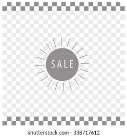 Sale sign icon on the sun. 
