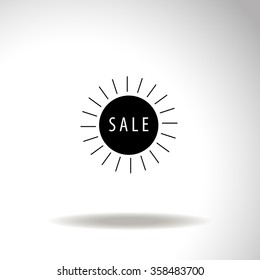 Sale sign icon on the sun. 