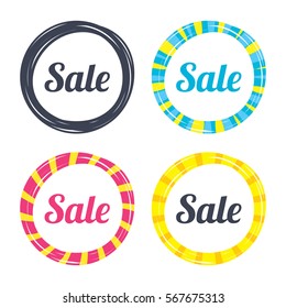 Sale sign icon. Special offer symbol. Colored buttons with icons. Poker chip concept. Vector