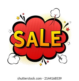 Sale sign illustration. Pop style. Cartoon icon on color backdrop. Vector background