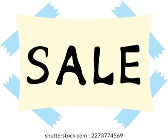 sale sign on paper with sticky tape black Sale icon for marketing