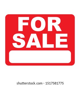 For Sale Sign On Red Background Vector Illustration