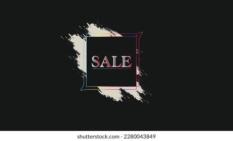 Sale sign over art white brush strokes acrylic paint on black background illustration