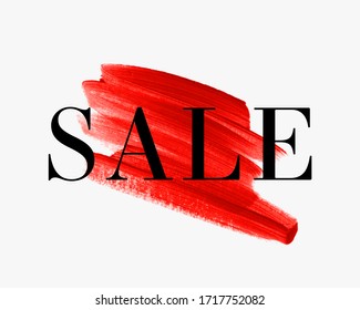 Sale sign over red brush stroke paint abstract texture background vector. 