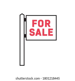 For Sale Sign, Realtor, Real Estate, House Hunting, Escrow, Estate Sale, Sold Sign,  Vector Illustration Background