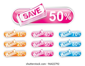 Sale Sign - Save Money Vector Discount Labels