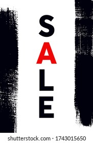 SALE sign template design with grunge brush stroke paint elements. Vector.