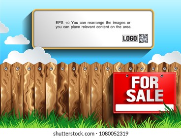 for sale sign, vector illustration, you can place relevant content on the area.