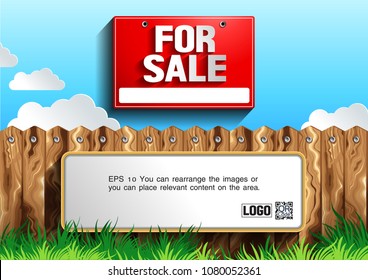 for sale sign, vector illustration, you can place relevant content on the area.