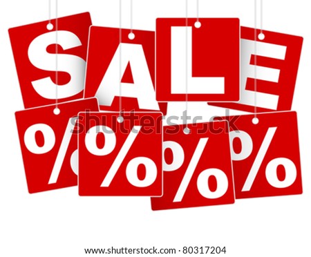 Sale Sign - White Save % on Red Background