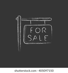For sale signboard. Drawn in chalk icon.