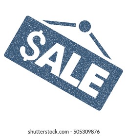 Sale Signboard grainy textured icon for overlay watermark stamps. Flat symbol with unclean texture. Dotted vector blue ink rubber seal stamp with grunge design on a white background.