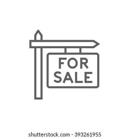 For sale signboard line icon.